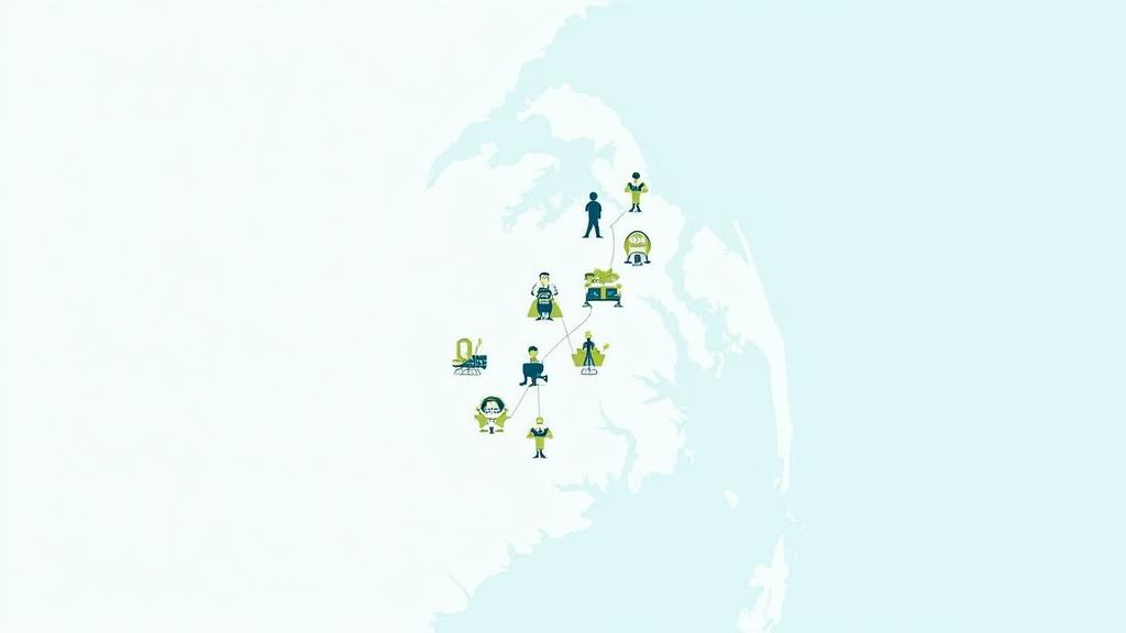 Map showing various wellness event locations across Boston, with friendly group icons.